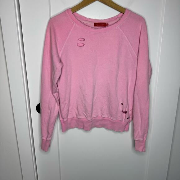 N:Philanthropy Belize Neon Pink Distressed Crewneck Pullover Sweatshirt Small - Picture 2 of 7